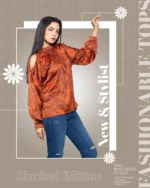 Rust Floral Cut-Out Sleeve Tops