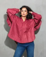 Chic Maroon Flared Sleeve Tops
