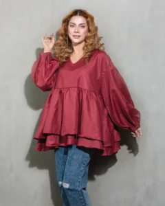 Elegant Maroon Tiered Flare Tops