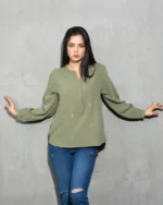 Sage Green Casual Chic Tops