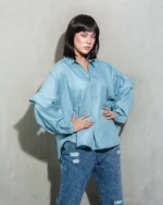 Trendy Sky Blue Ladies Tops - Image 3