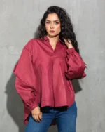 Chic Maroon Flared Sleeve Tops - Image 3