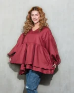 Elegant Maroon Tiered Flare Tops - Image 3