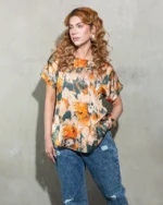 Vibrant Abstract Print Satin Tops