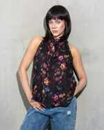 Floral Tie‑Neck Halter Tops - Image 3