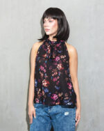 Floral Tie‑Neck Halter Tops - Image 2